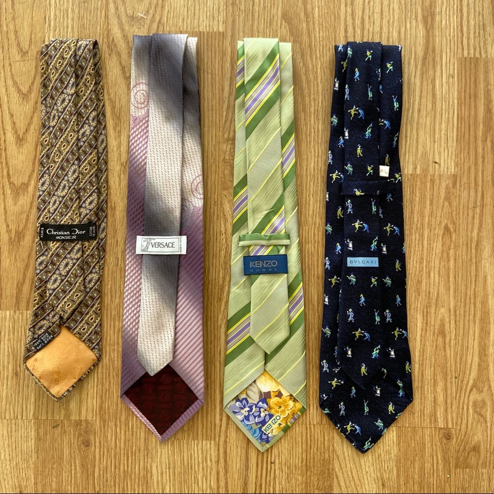 Designer tie lot (4) - Versace, Dior, Kenzo, Bvlgari